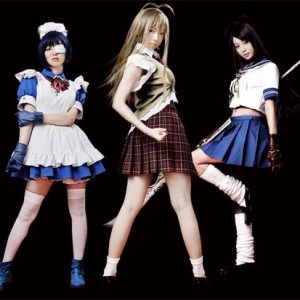 Skuespillerne til Ikki Tousen teaterstykket i kostumer