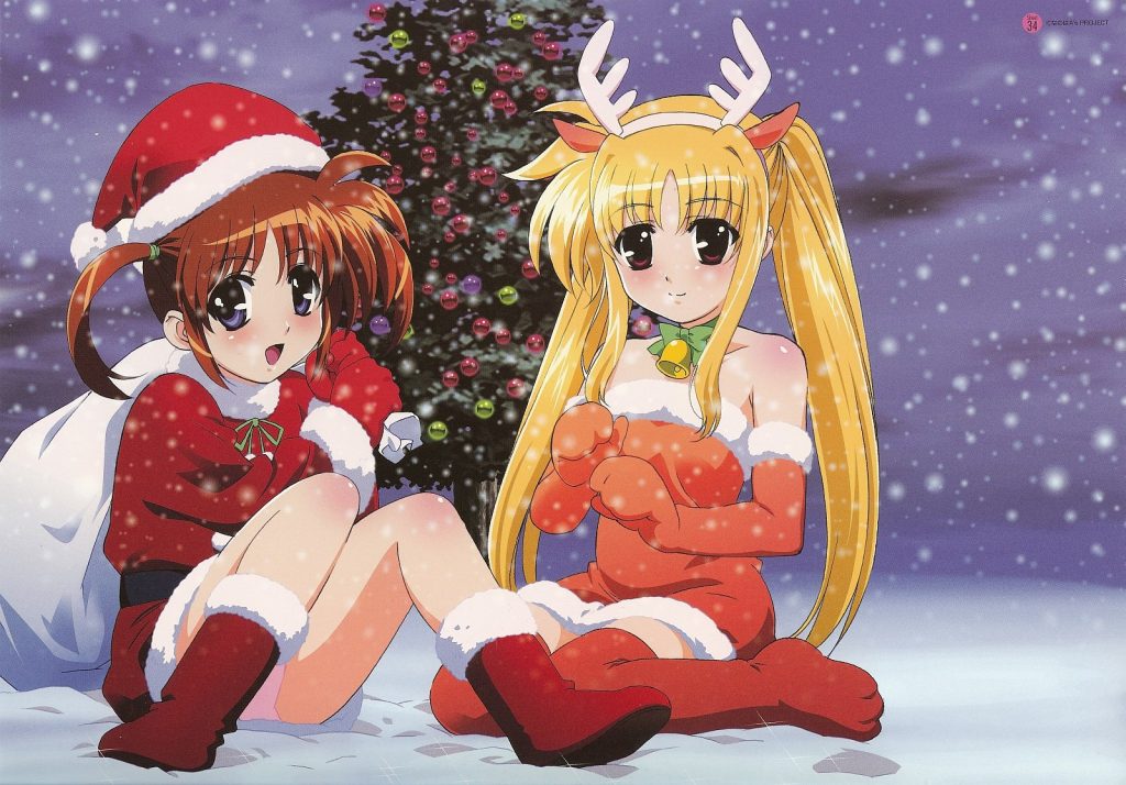 Lyrical Nanoha og Fate i juletøj