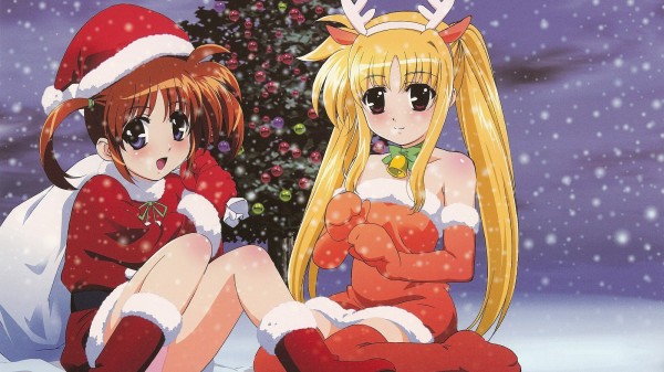 Lyrical Nanoha og Fate i juletøj