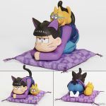 Ichimatsu Cat Paperweight & Esper Nyanko Memo Stand [Osomatsu-san]