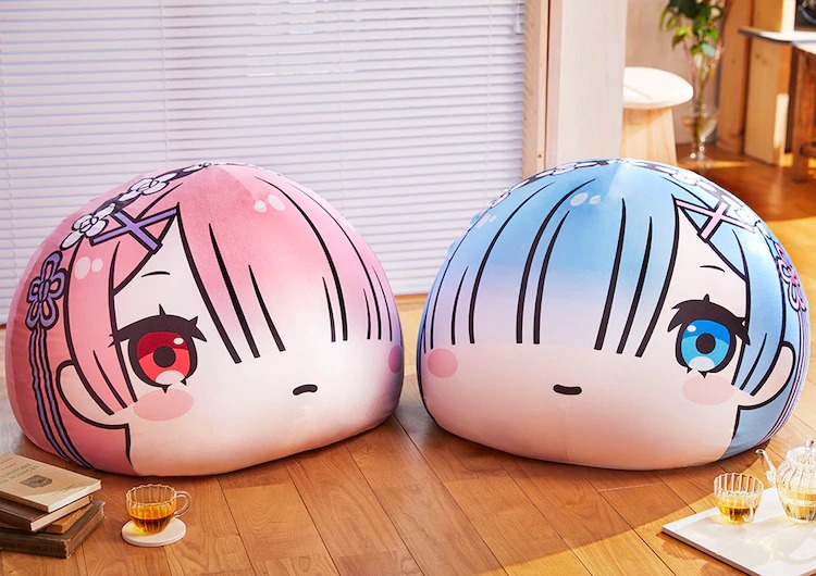 Kæmpe Re:Zero Ram og Rem hoved puder