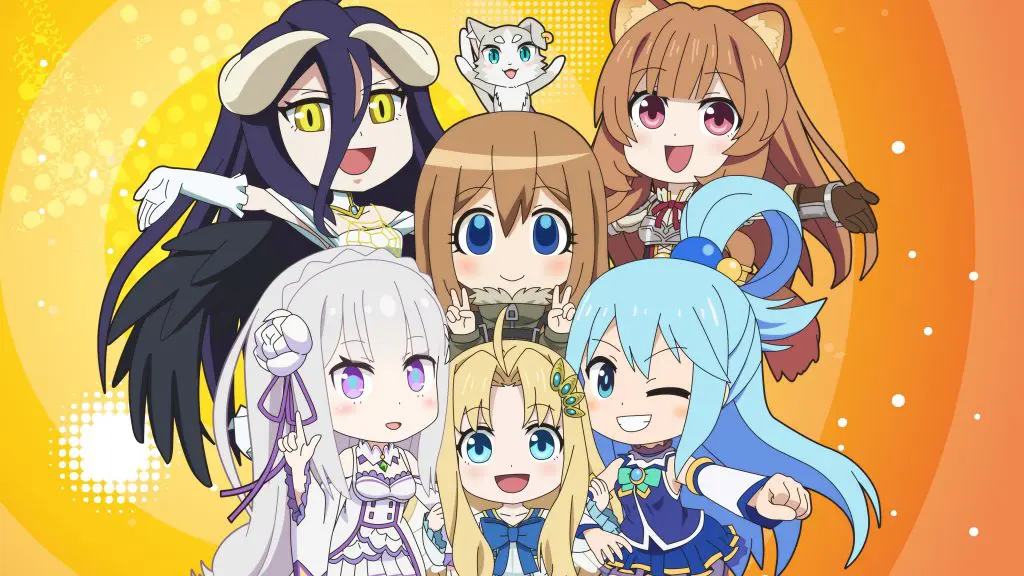 Isekai Quartet anime film trailer og illustration