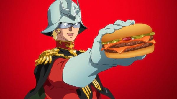 Gundams mest populære skurk, Char Aznable, sælger burgere for McDonald's